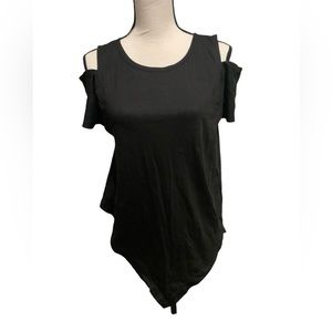 Black Asymmetrical open shoulder tee shirt